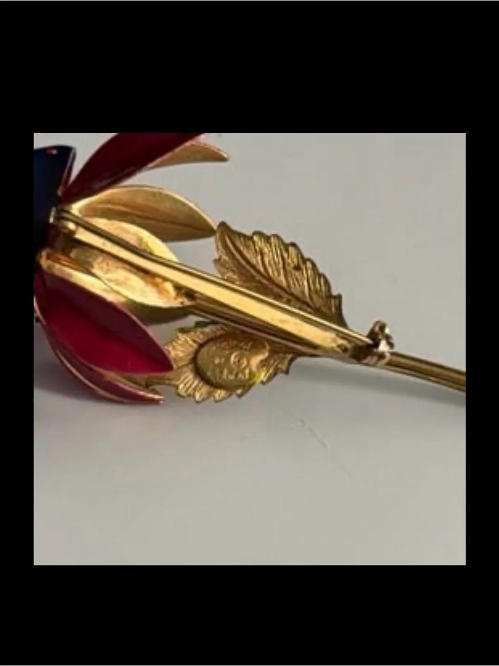 Vintage “Original by Robert” 1960’s Blue and Reddish Purple Enamel Flower Pin